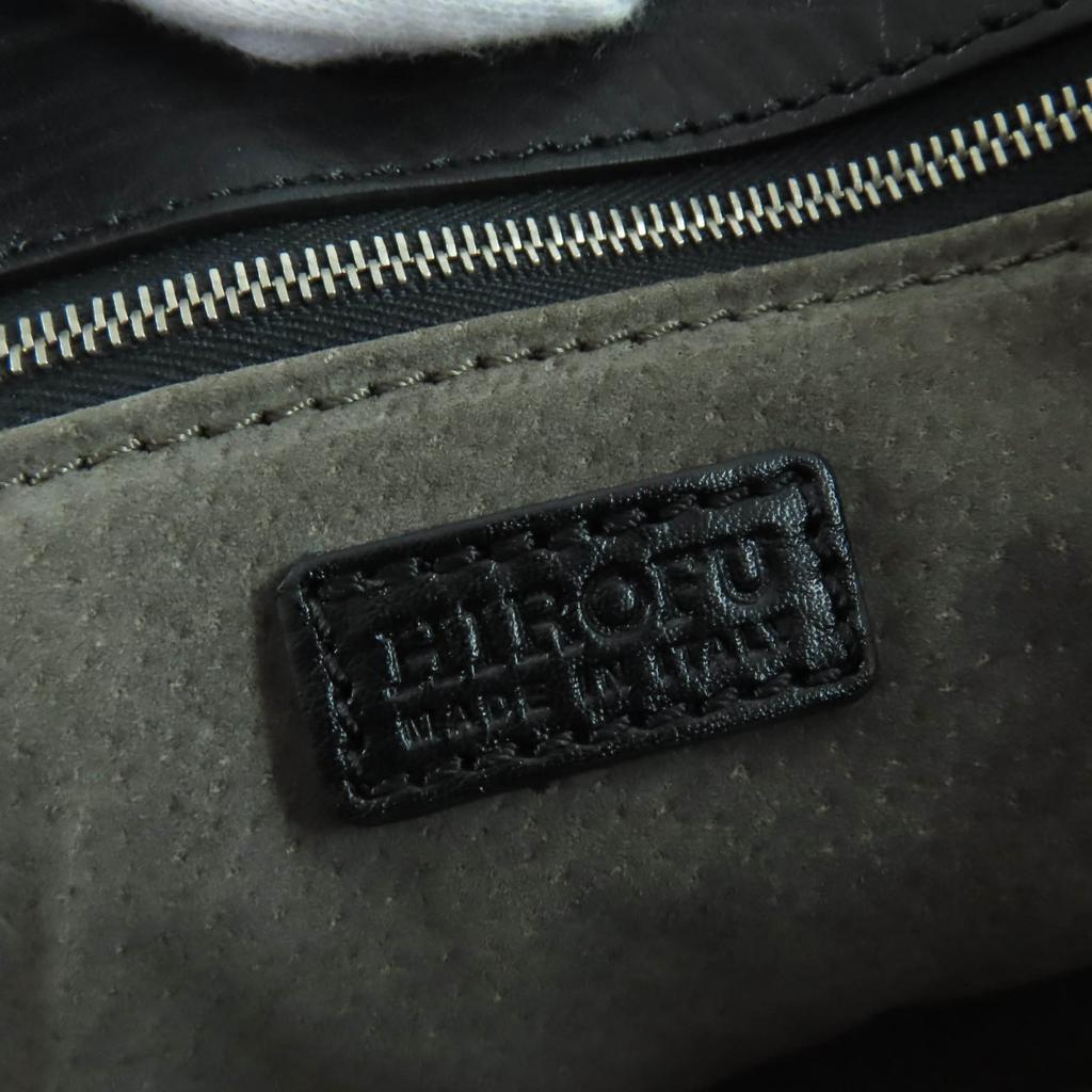 Great HIROFU Handbag Front Logo All Leather Tote Bag Black Leather Women Used