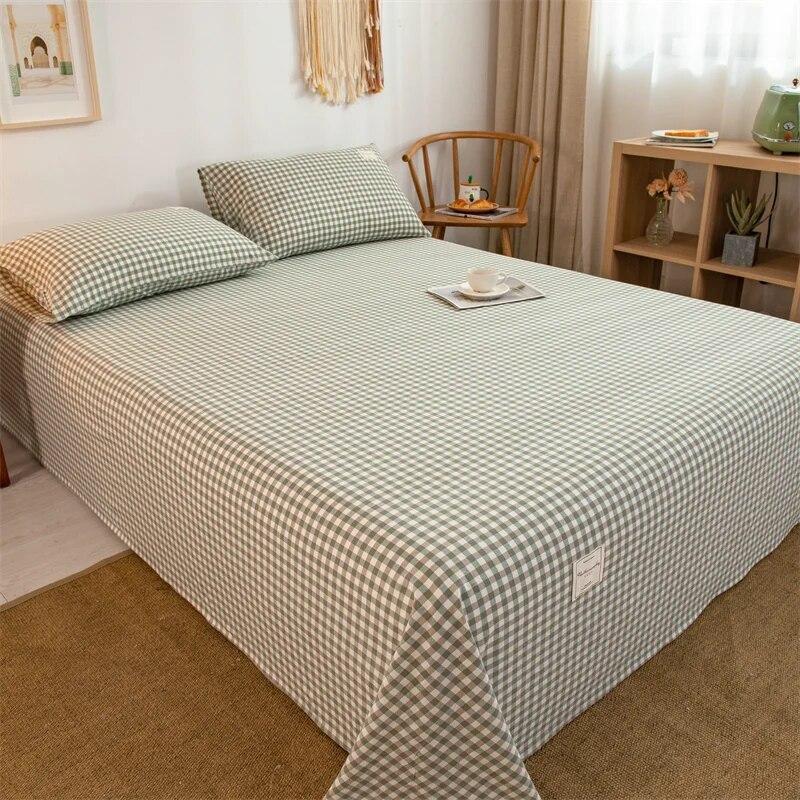 1PC 100% Yarn-dyed High-quality Cotton Washed-cotton Bedspread Set Checked Printed Bedspread Single Double Right Angle Bedspread