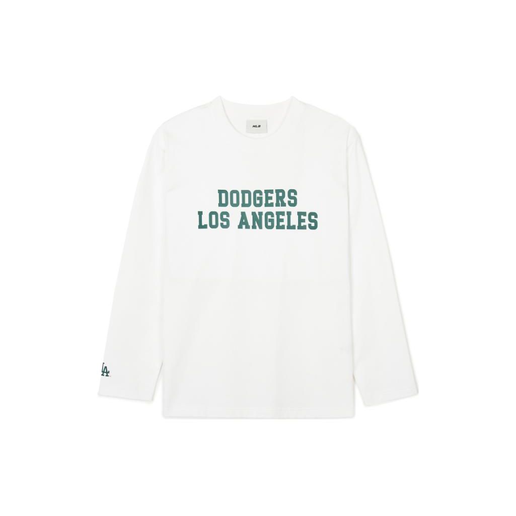 MLB SS24 Los Angeles Dodgers Brieflogo Rundhals Langarm Locker T-Shirt Unisex T-Shirt Weiß 3ATSV0141-07WHS XL