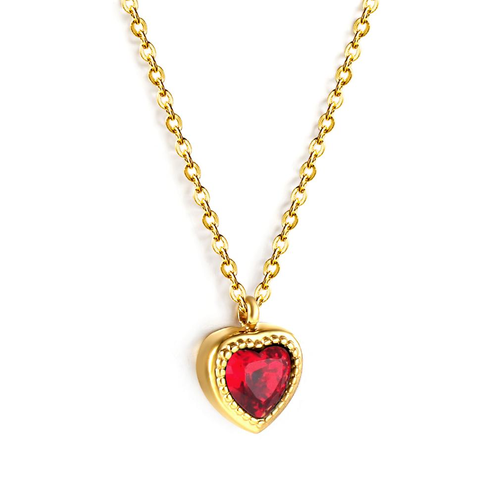 New1 PCS Stainless Steel White Heart Crystal Pendant Necklace 40+5cm Gold Necklace Women Luxury Jewelry O Chain Birthday Gift