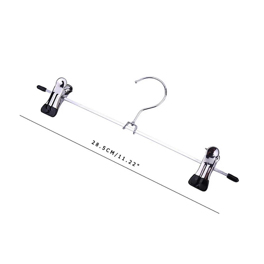 10pcs Stainless Steel Clothespin Pants Clamp Non-slip Trouser Hanger Practical Multi-function Durable Exquisite with Swivel Hook