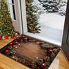 1pc Festive Christmas & New Year's Door Mat - Non-Slip, Washable Polyester Mat with Imitation Wood