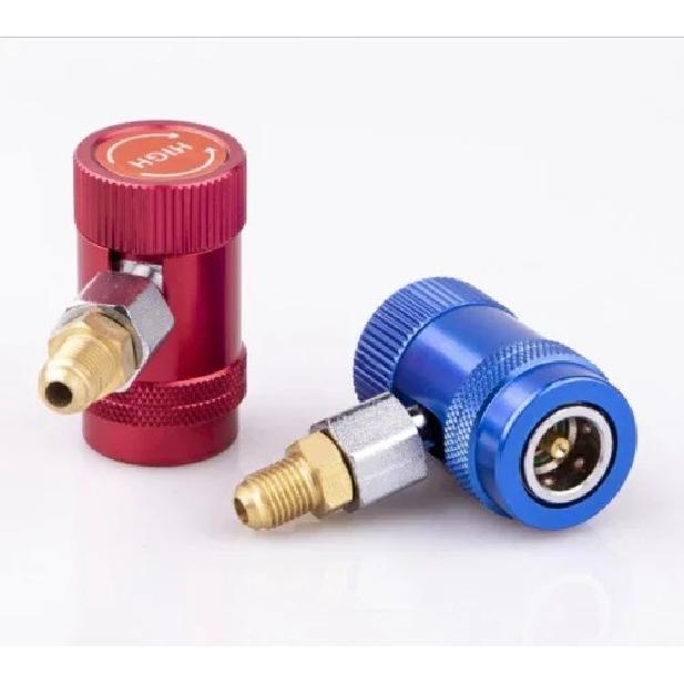 2pcs Car Air Con Connector For A/C Manifold Gauge Adapter R1234yf Low/High Pressure Couplers Set