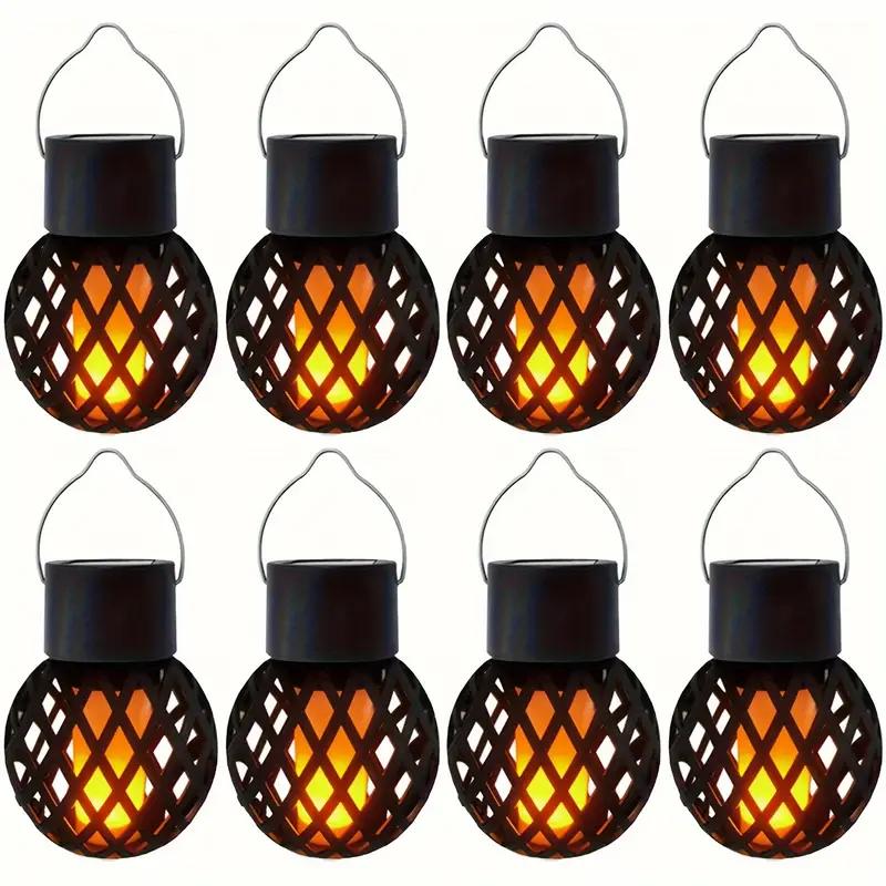 2/4/8pcs Outdoor Solar Lights Featuring Realistic Flickering Flames Suitable for Hanging Or Standing Garden Halloween Decoration