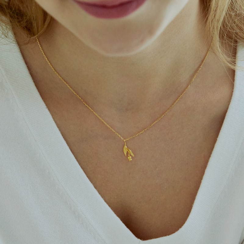 Shertz Tulpenblumen-Anhänger-Halskette (14k)