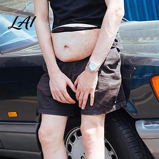 White Elephant Gift Ideas Beer Belly Fanny Pack Funny Hairy Waist Bag Realistic 3D Big Theme Party Bag Belly Dad Bod Gag for Men Husband