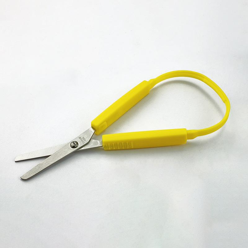 8 Inch Colored Plastic Elastic Scissors Paper Cuttings Scissors Safety Ring Scissors U Shaped Automatic Rebound Scissors