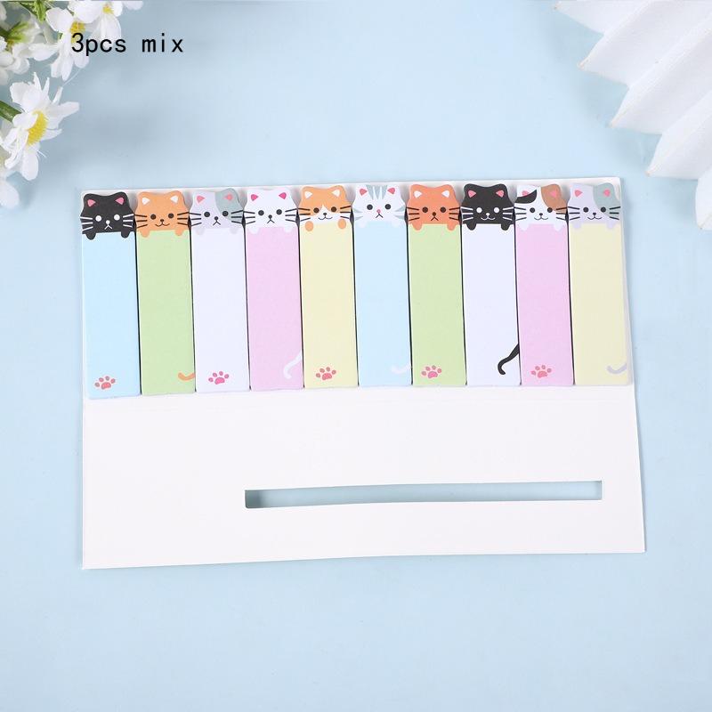 

Kawai Stationary Cartoon Cute Kitten Mark Index Stickers Student Classification Long Note Paper Ins Style High Value Label Cute
