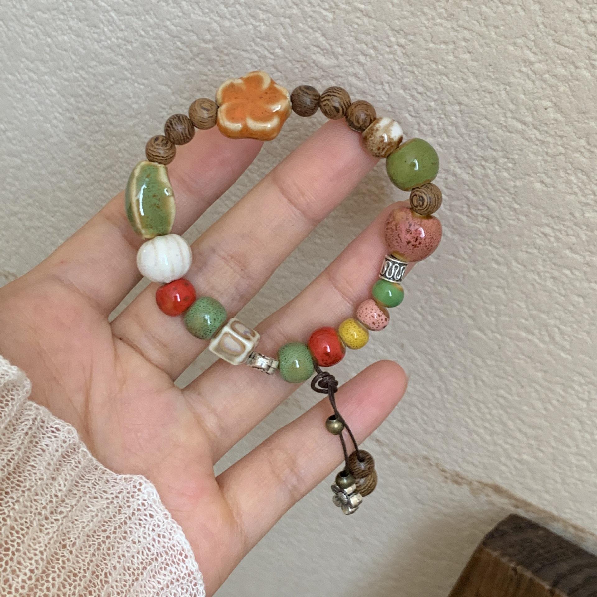 

Летний цветной керамический браслет в стиле ретро, ​​китайский национальный ветер, ювелирные изделия