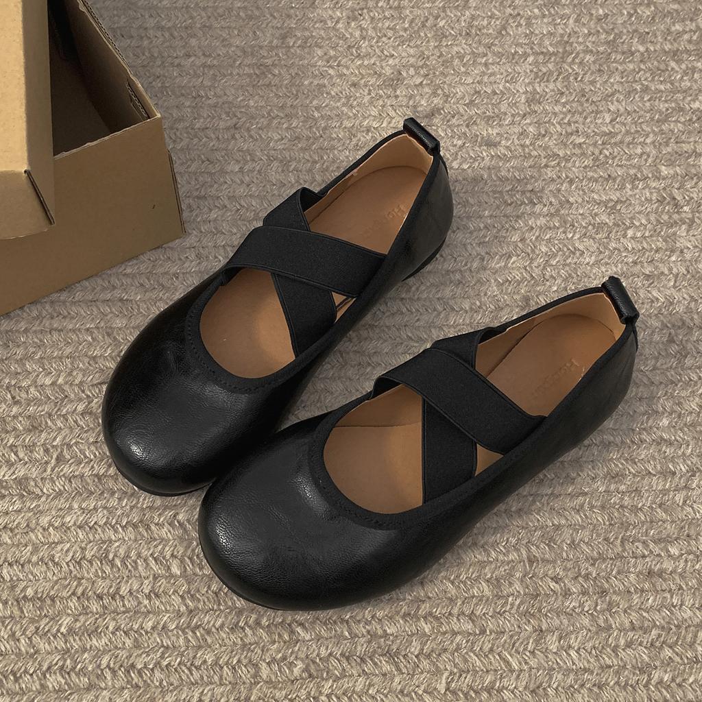 Queen Fan Black Retro Light Mouth Flat-soled Single Shoes Women's 2025 New Autumn Skirt Soft-soled Mary Jane Shoes