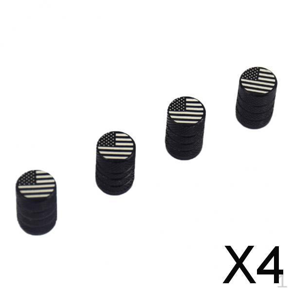 

4xUSA American Flag Tire Rim Valve Stem Caps Aluminum Black