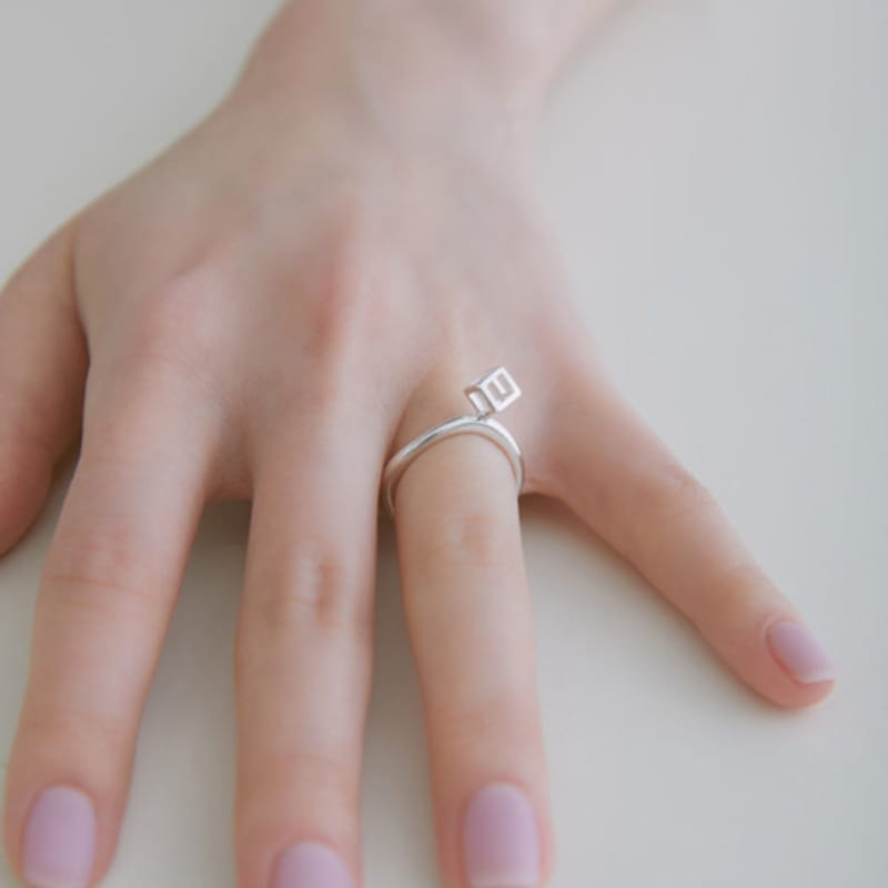 BONAFIDE JEWELRY Frame Cube Wavy Ring