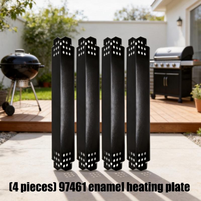 Porcelain-Coated Steel Heat Plate Replacement for 97461, Four-Piece Barbecue Part Set for Cooking Zone Heat Balance and Routine Equipment Care