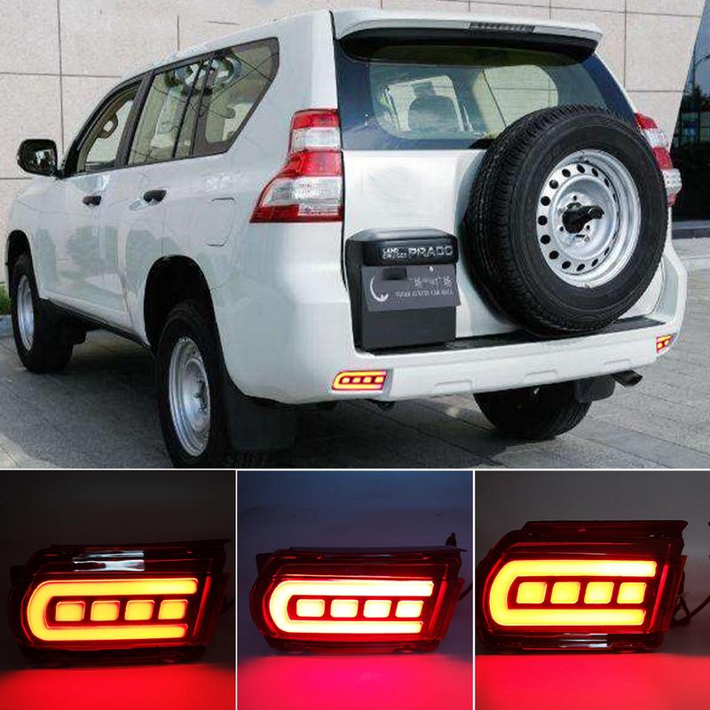 2PCS LED Reflector For Toyota Land Cruiser Prado 150 LC150 FJ150 GRJ150 2010 - Rear Bumper LED Tail Light Brake Light