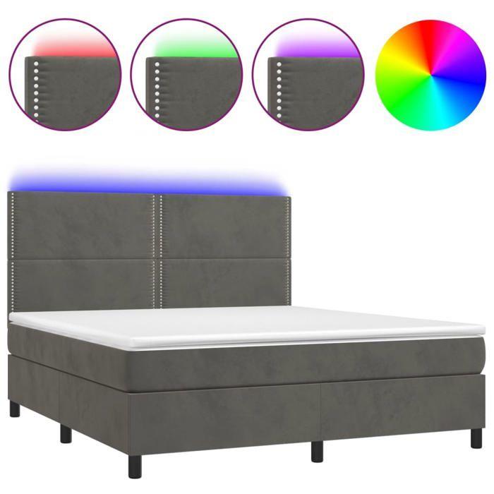 VidaXL Slatted Bed Base with Mattress and LED, Upholstered Bed, Double Bed, Adult Bed for Interior Bedroom, 3136078