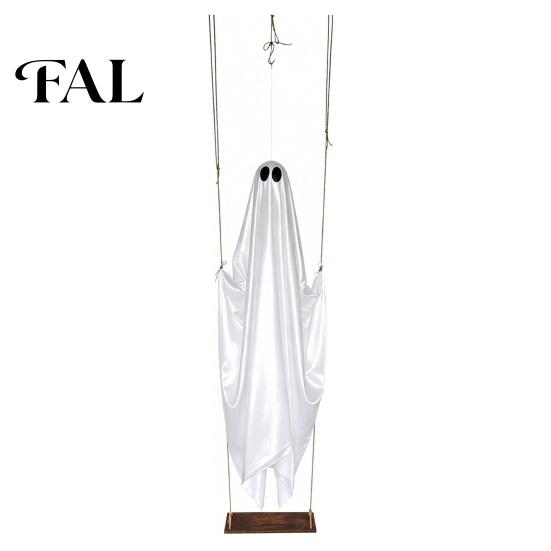 Funny Halloween Yard Art Hanging Swinging Ghost Decoration, LED Light Up Large Spooky Patio Tree Decor with Remote Control for Outside Garden