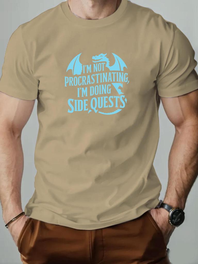 Mens cotton Tshirt Im NOT PROCRASTINATING Im DOING SIDE QUESTS summer fashion casual Tshirt