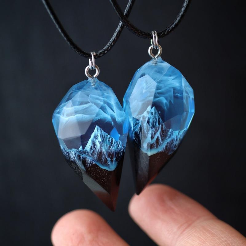 JMXD-Love Muntele Zăpezii Rășină Pandantiv Luminos Colier Luminos Personalizat Handmade Cuplu, Cadou de Ziua de Naștere
