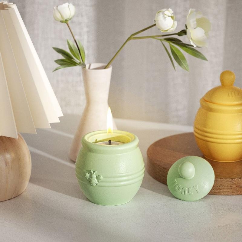 Silicone Mould Candle Base Silicone Molds Crafting Tool Silicone Jar Moulds with Lid Suitable for Crafting Candle Holder