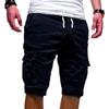 Herren Shorts Casual Einfarbig Elastische Taille Kordelzug Multi Pocket Design Outdoor Mittelhose Gerade Hose