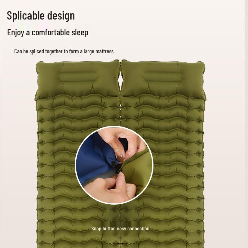 2023 Outdoor Inflatable Mat with Single Foot-Pump - Moisture-Proof, Thickened, TPU Nylon, Splicable