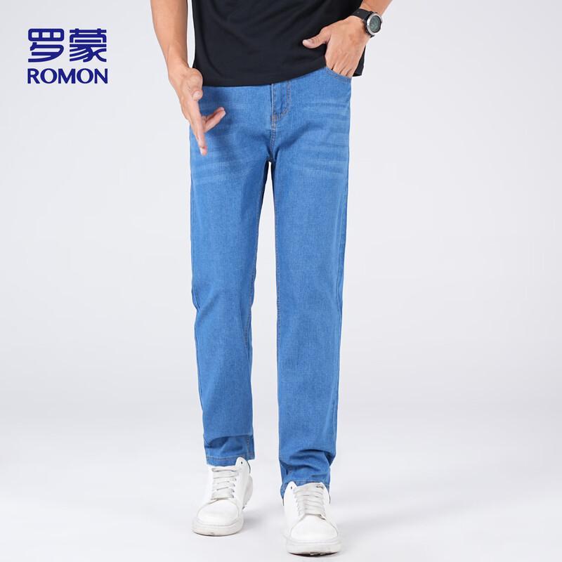 

ROMON Men s Straight Fit Loose Lightweight Summer Jeans 32