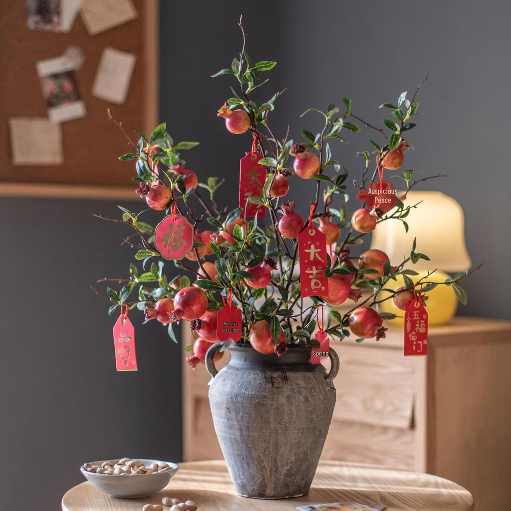 Persimmon & Pomegranate Artificial Floral Arrangement for Living Room Blessings & Entrance Decor