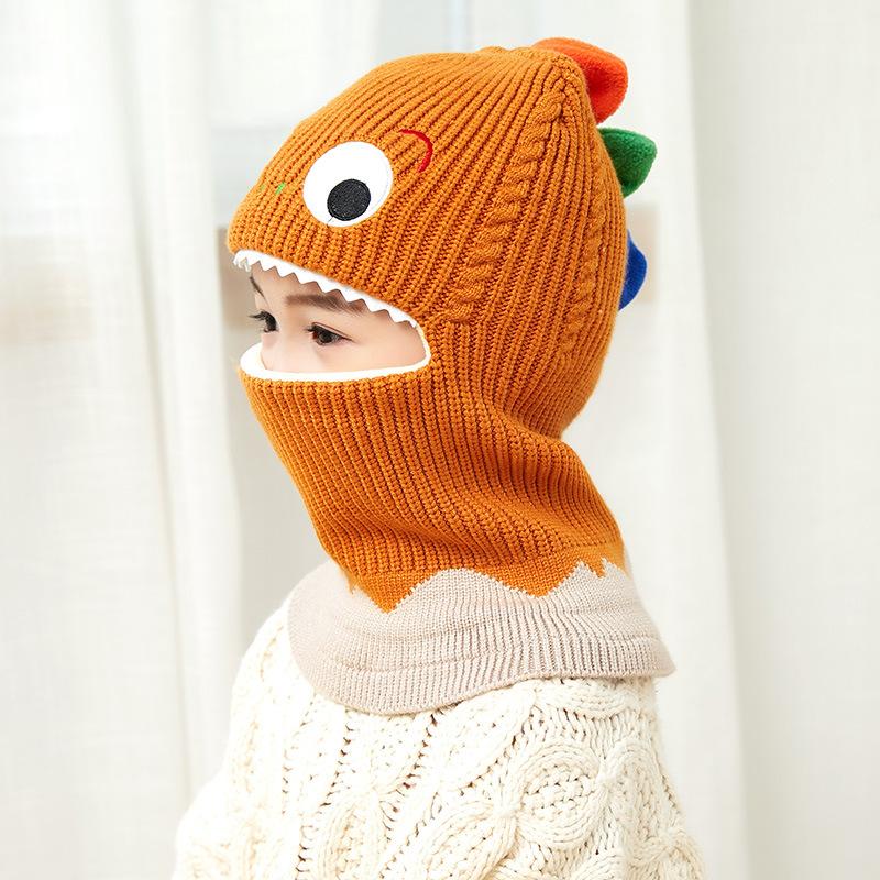 Children's Hats Autumn and Winter Girls Fleece Ear Protection Scarf Baby Winter Windproof Face Protection Integrated Wool Hat