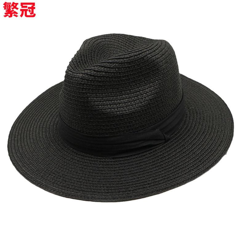 Women Wide Brim Straw Panama Roll Up Hat Fedora Beach Sun Caps UPF50+ Beach Outdoor Hat with ribbon