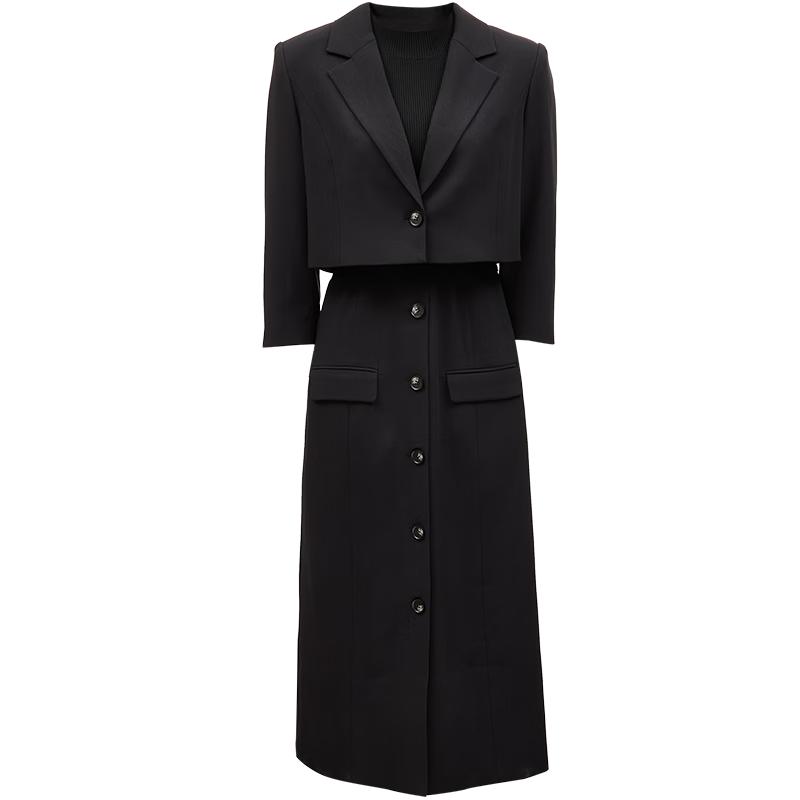 

VEROMODA Женский трикотажный комплект из двух частей, платье пэчворк, черный M