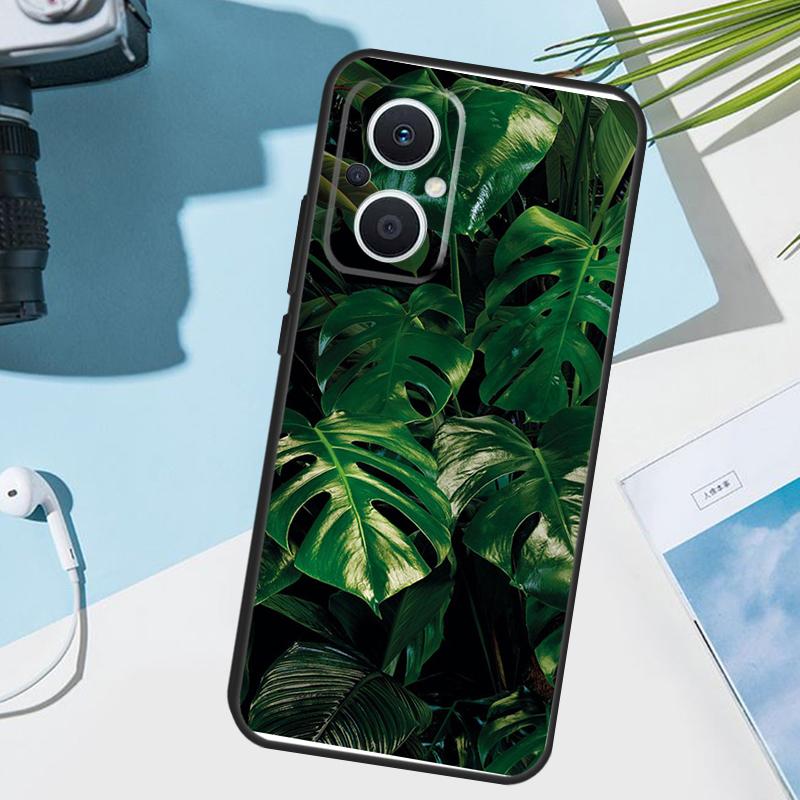 Housse verte feuilles Monstera pour OPPO Reno 14 F 13 12 11 10 Pro 11F 12F 13F 7 8 Lite Étui OPPO Find X9 X8 X6 X5 Pro