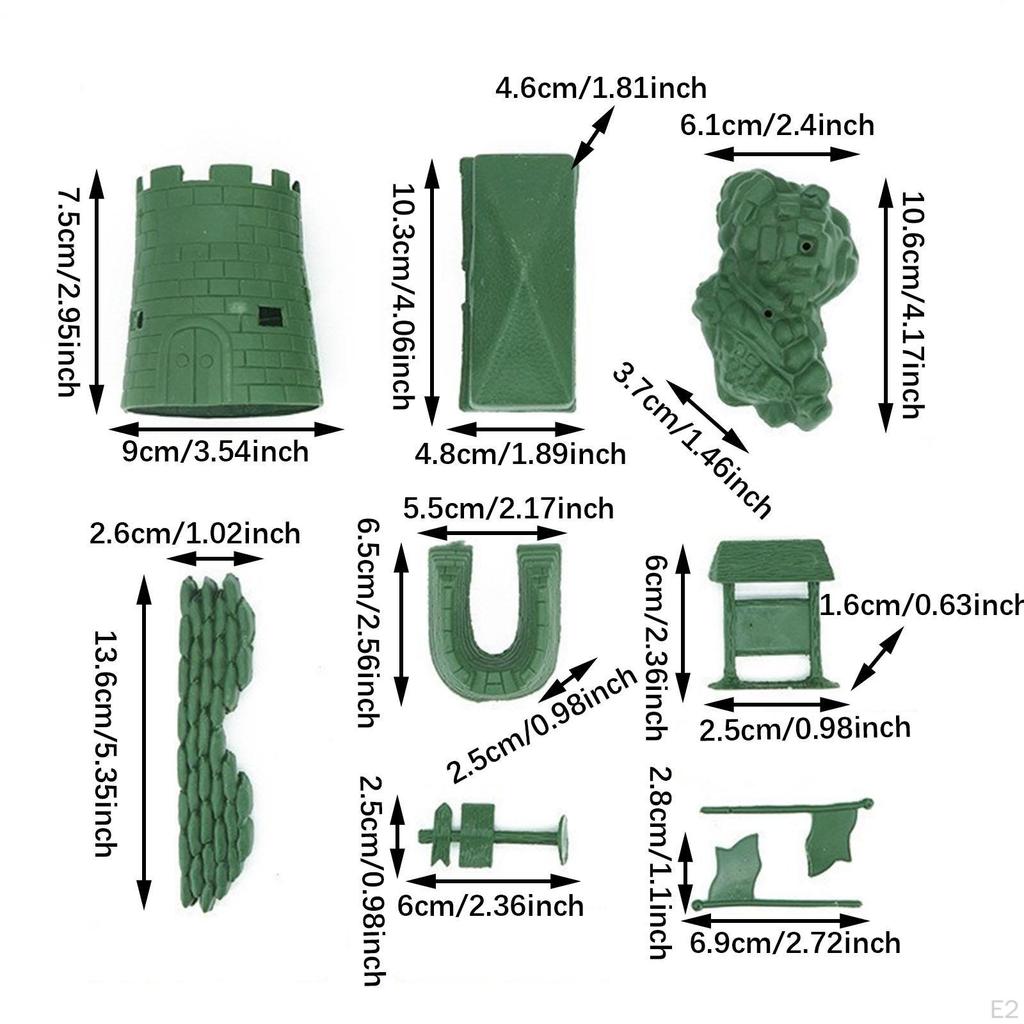 9 Pieces Battle Field Figure Fort Sandbag Tent Flag Model Simulation Base Building Accessory Sand