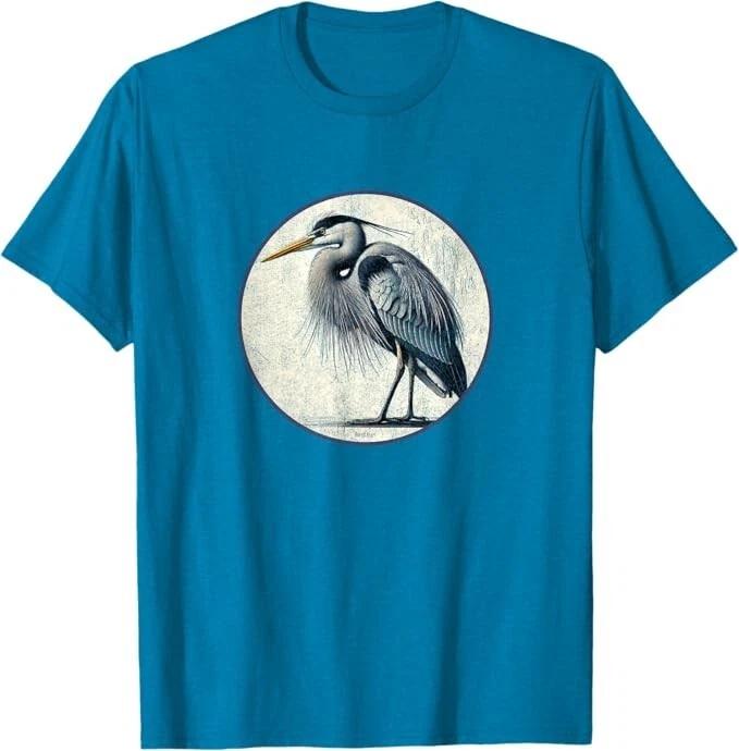 Great Blue Heron T-Shirt Retro Bird Tee Design 10 Colors by Bird.Fan 2XL