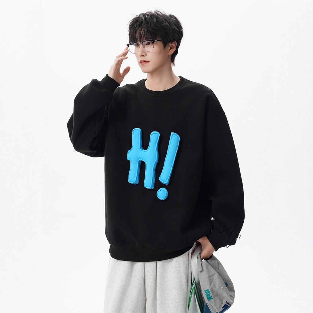 Three-dimensional Letter Crew Neck Sweater Men's Autumn and Winter Loose Casual Couple Jacket Top