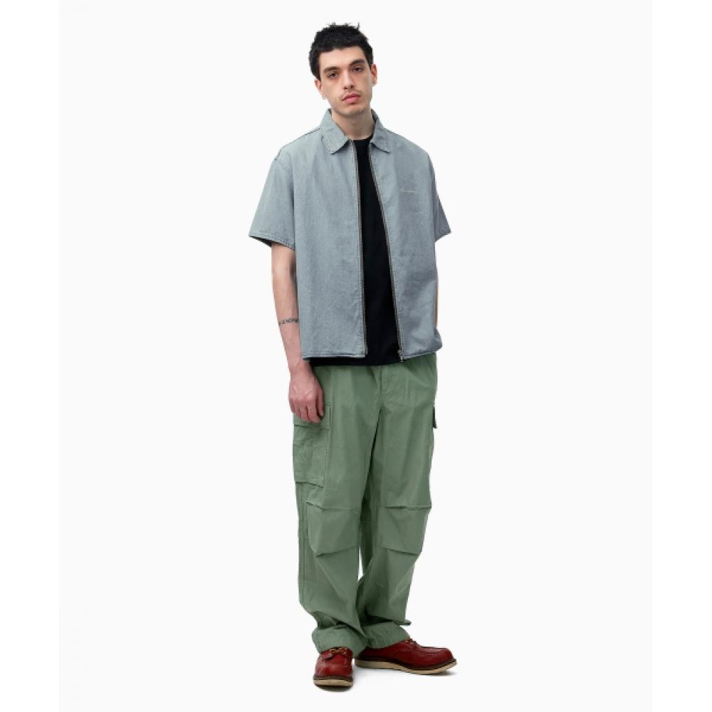 ThiSiSneverthat WaShed Denim Zip S S Shirt WaShed Blue