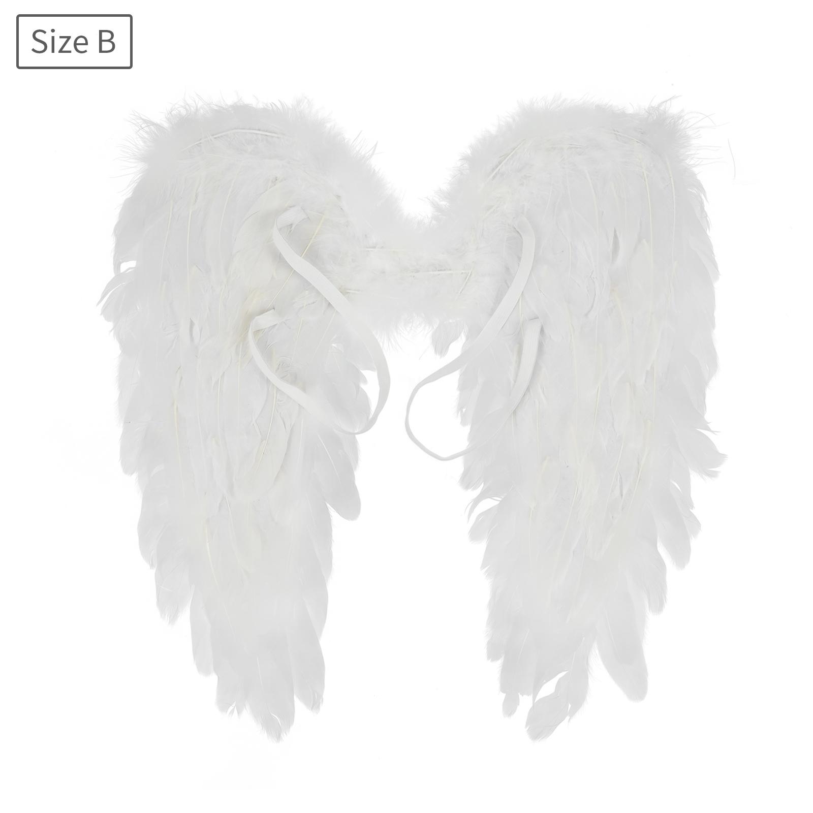 Ailes d'Ange en Plumes de Luxe Costume Déguisement Halloween Noël pour Femmes Hommes Filles Garçons Couleur Blanche Ailes d'Ange One Size white