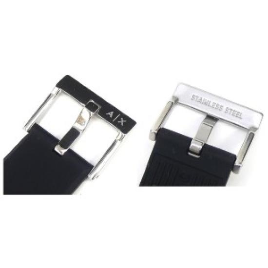 Open Box Armani Exchange AX4600 Classic Signature Quartz Watch – White Dial, Black Silicone Strap