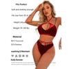 Ladies Sexy Lace Erotic Bikini Two-Piece Hot Diamond Sexy Erotic Lingerie Set Tempting Fishnet Female Halter Bra And Thong Set