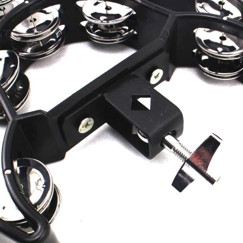 Drum Set Half Moon Tambourine with Mounting Eye Bolt Hi-Hat Tambourine with Double Row Jingle Easy Installation
