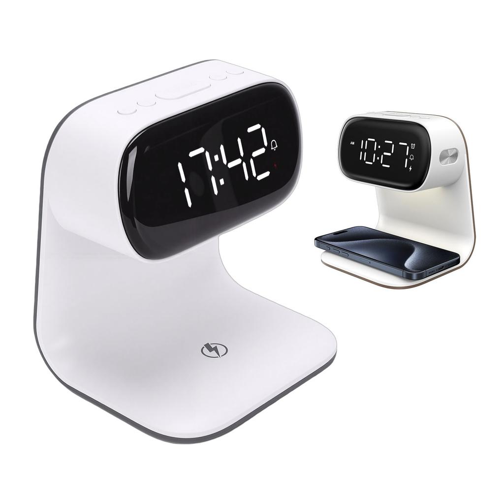 Digital Alarm Clock with Wireless Fast Charging Station 15W Touch Smart Lamp 3 Colors Nightlight for Living Room Bedside