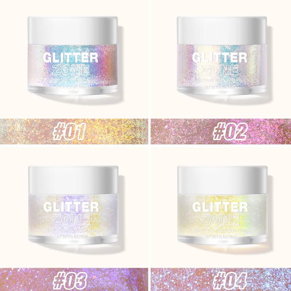 GECOMO Glitter Gel Eyeshadow Highlighter 40ml Chunky Glitter - 03# Neon Violet