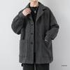 Men's Corduroy Wool Coat - Mid-Length, Loose Fit, Spring/Autumn, Hong Kong & Korean Style