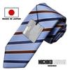 Michiko London Bonded Fabric with Lining for Made In KOSHINO Striped Silk Wrinkle-Resistant Volume, Japan, Tie, 100% Silk, Unisex, MKJ-025 (Blue)