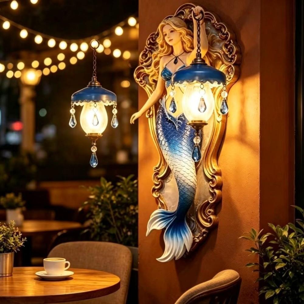 Soft Ambient Light Mermaid Wall Lamp Crystal Pendant Creative Wall Lamp Halloween Decoration