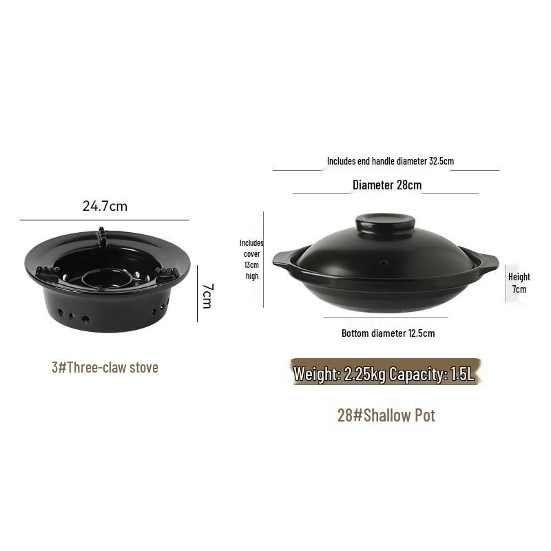 LIEI Ceramic Casserole Pot with Alcohol Stove (1.5L)