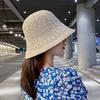 Women Fisherman Hat Hollowed-Out Design Sun Protection Hat Wide Brim Braided Basin Hat Summer Accessory