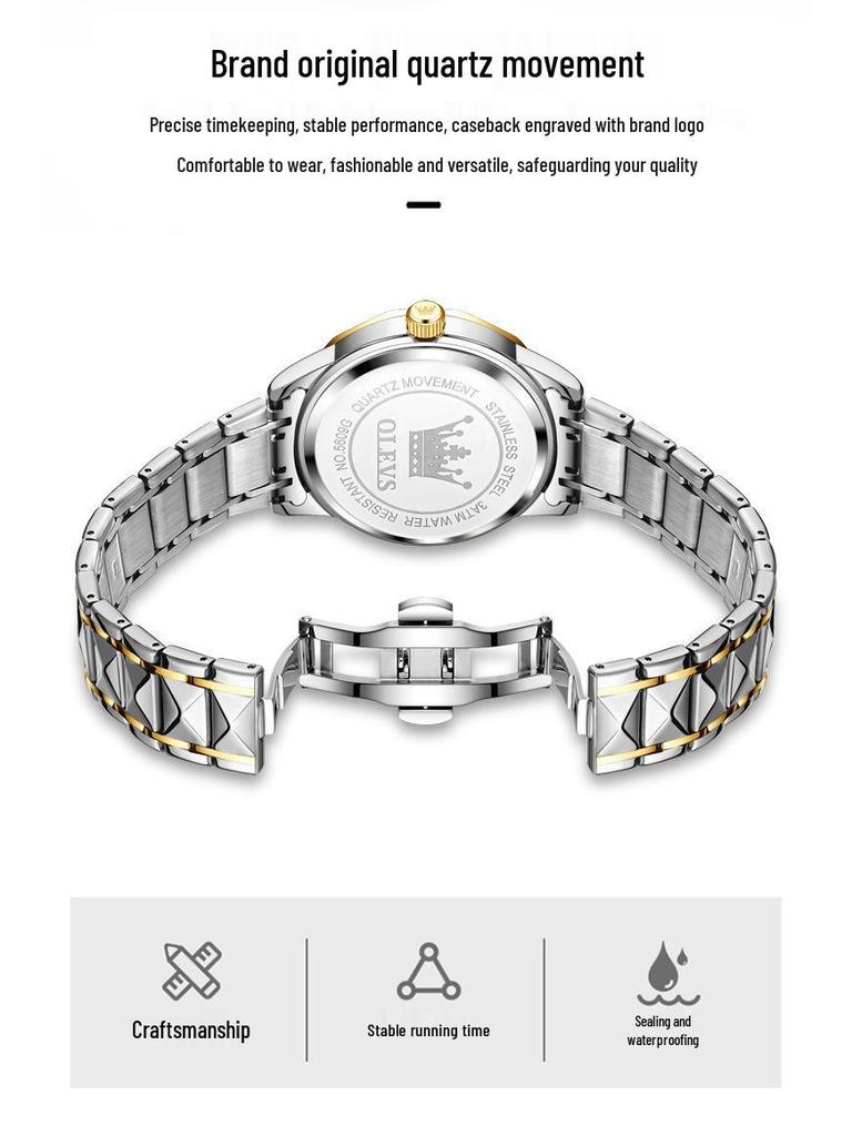 Oulishi 2025 Men's Luminous Waterproof Quartz Watch with Diamond-Shaped Mirror