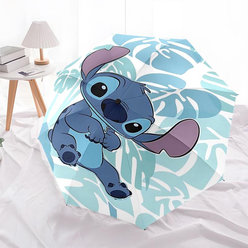 Stitch, Tropical Themed Automatic Opening and Closing Umbrella, Brightly Colored 8-rib Portable Umbrella, Suitable for Men and Women, A Perf