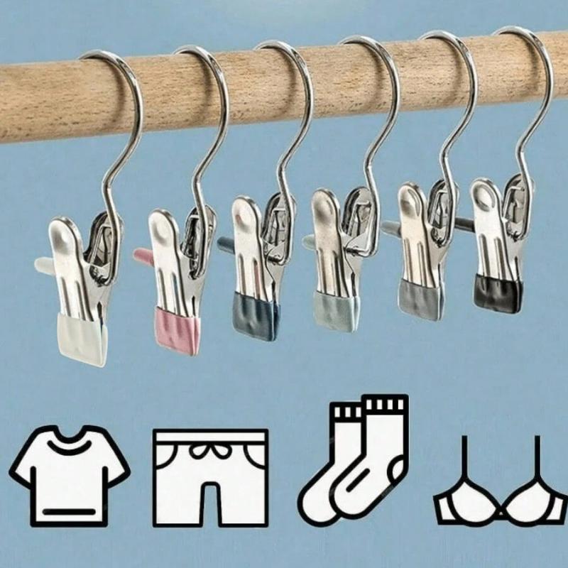 Three Character Clip Hook, Stainless Steel Clothesline Clip, Seamless Storage, Hat Clip, Home Shorts, Fabric, Socks, Air Drying