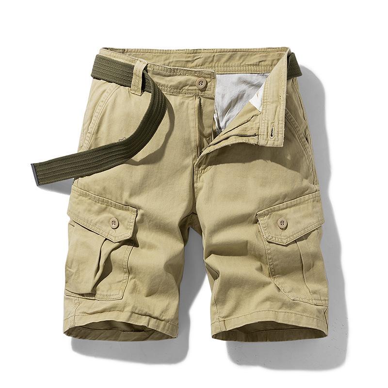 Men s Khaki Multi Pocket Cargo Shorts With Matching Belt 30 хаки